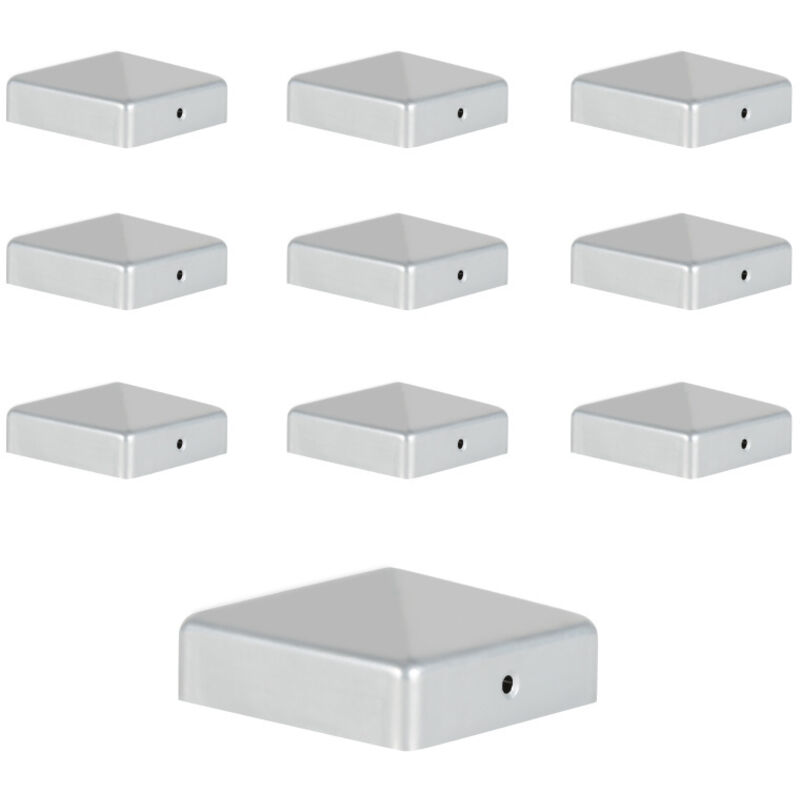 10 pcs Capuchon de poteau Chapeau de poteau Chapeau pyramide 91x91mm Argent - Einfeben