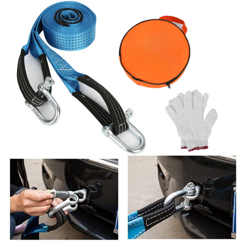Einfeben - Câble de remorquage + crochets de sécurité 5m 8000kg Sangle Corde Traction Remorquage Crochets en Fer Pour Camions Voiture