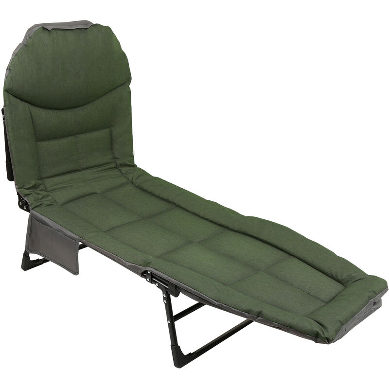 Einfeben - Chaise longue carpe Chaise longue de pêche Lit de camp pliable avec sac de rangement xxl 195 x 65 x 32 cm - Vert