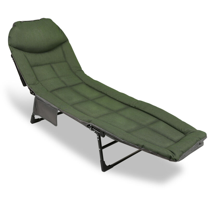 Chaise longue de pêche xxl 195 x 65 x 32 cm Chaise longue pliable et stable Lit de camp 6 pieds - Einfeben