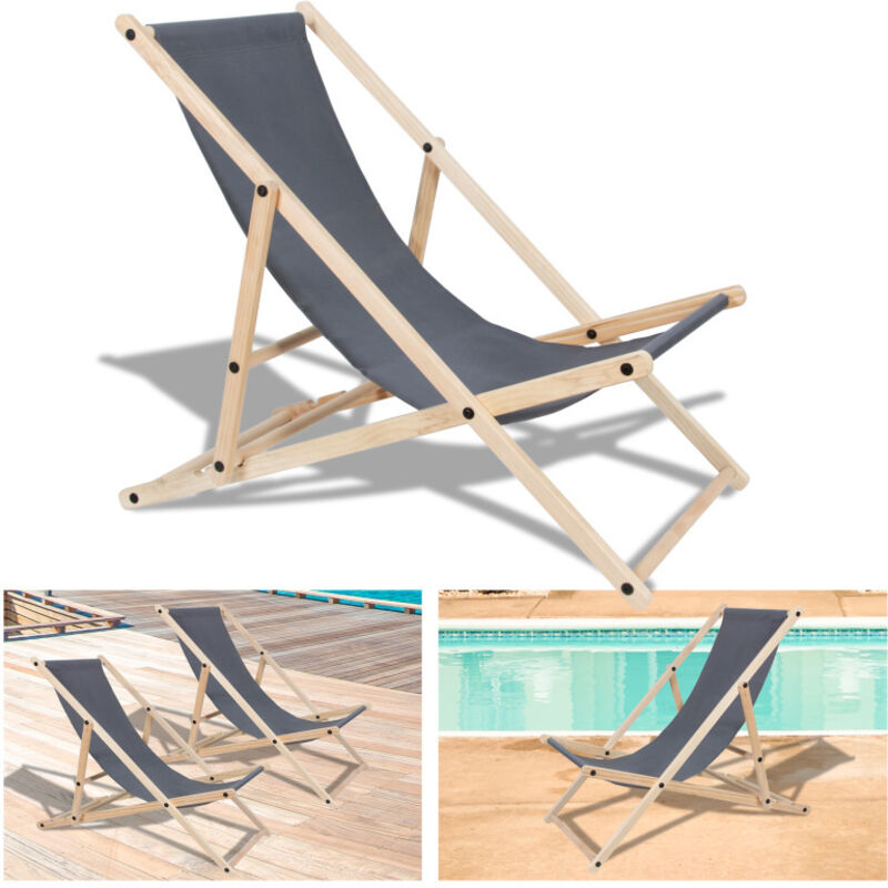 Chaise Longue Pliable Bois Chaise Longue de Jardin Pliable Bois Gris - Einfeben