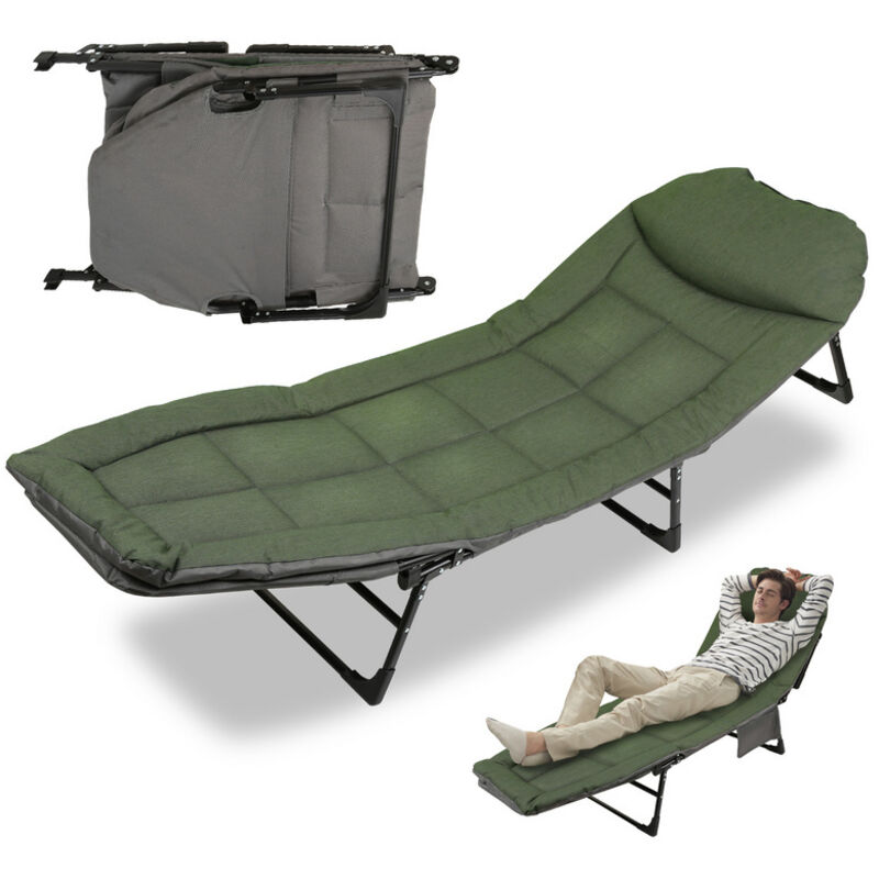 Chaise Longue Pliable Capacité de charge maximale 150kg Chaise longue de Extérieur camping 195x65x32cm - Einfeben