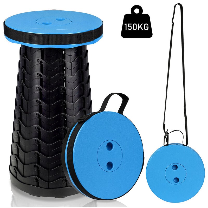 Swanew - Chaise pliante portable Siège télescopique Tabouret réglable Pliable Réglable en hauteur Chaise de camping Bleu