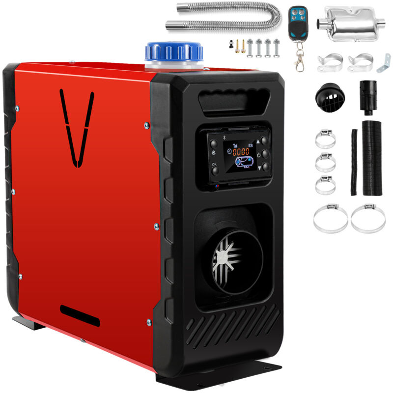 Einfeben - Chauffage Diesel 8kW 12 v Air Diesel Chauffage, Air Heater Avec lcd Télécommande, pour Voiture Camion Bus Bateau, Avec Bluetooth, rouge