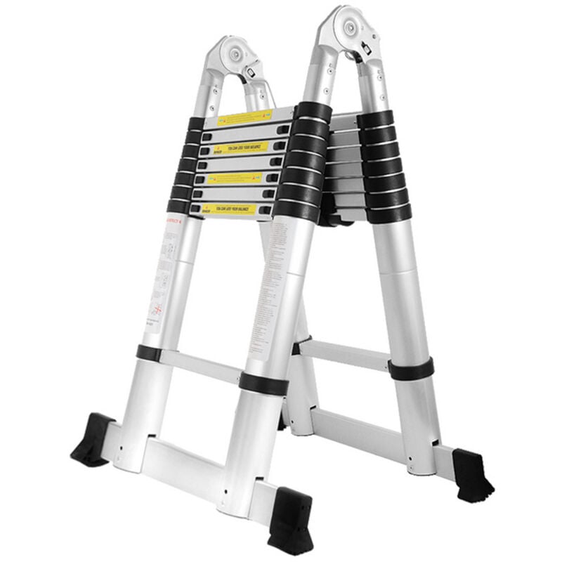 Einfeben - chelle télescopique, escabeau, échelle polyvalente, échelle pliante jusqu'à 150kg, échelle multifonctions Multi-Fonction 2,5+2,5m, 5m