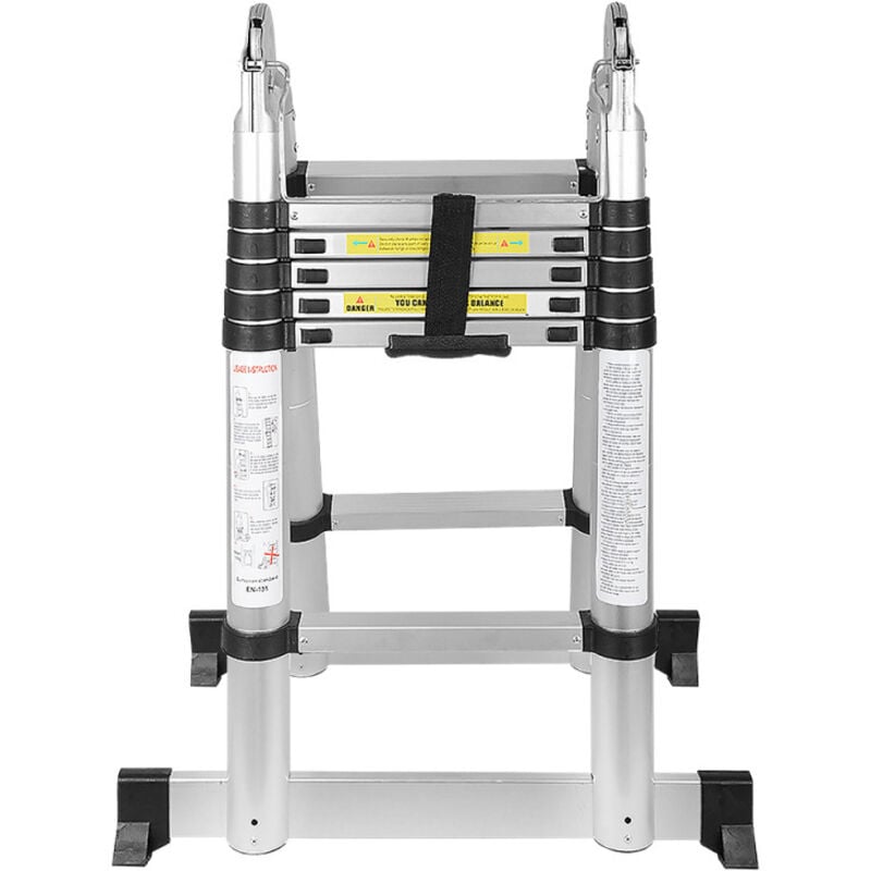 Chelle télescopique, escabeau, échelle polyvalente, échelle pliante jusqu'à 150 kg, échelle multifonctions Multi-Fonction 1,9 + 1,9 m, 3,8 m
