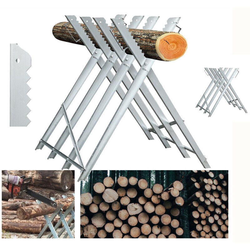 Chevalet à bûches, Chevalet de sciage, Chevalet de tronçonnage Pliable 4 Supports de train - Einfeben