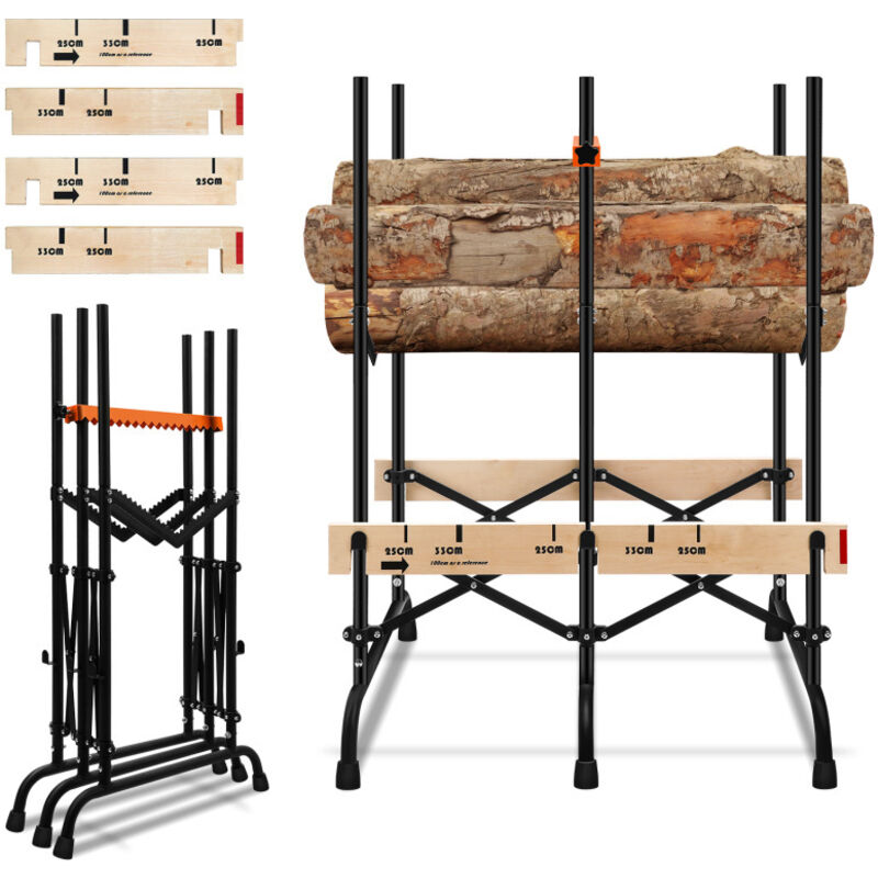 Chevalet de Tronçonnage Pliable, Chevalet de sciage, Tréteau de sciage - Noir - Einfeben