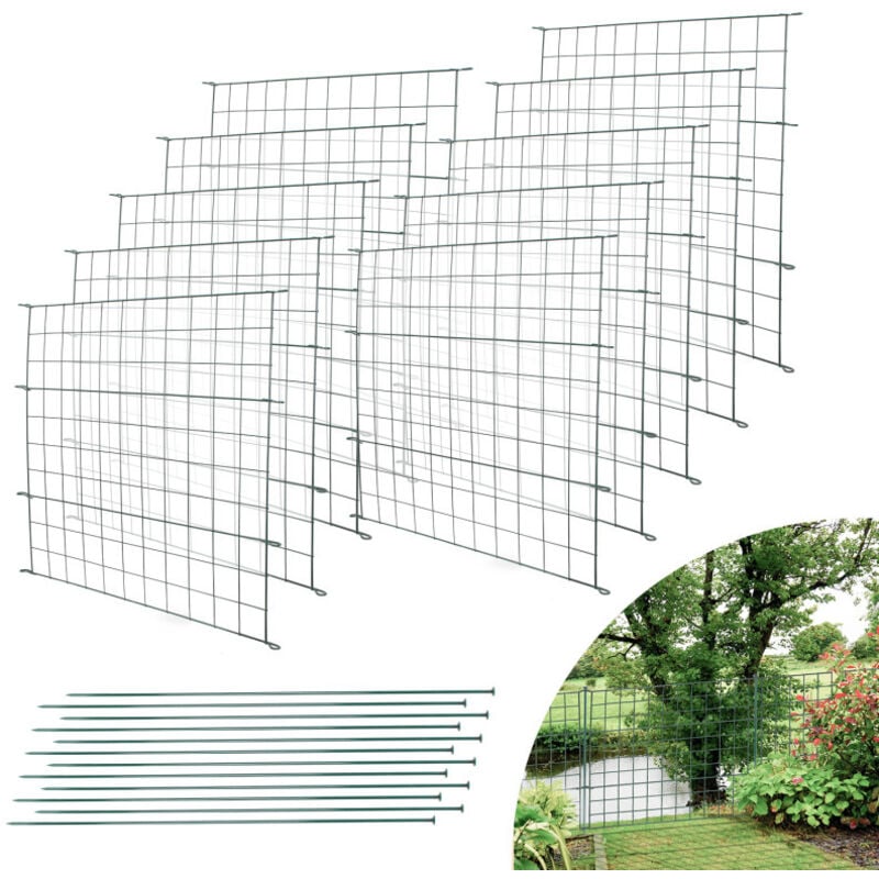 Clôture de bassin Kit de clôture Porte de clôture vert Enclos pour animaux Clôture de jardin Clôture de camping 22pcs - Einfeben