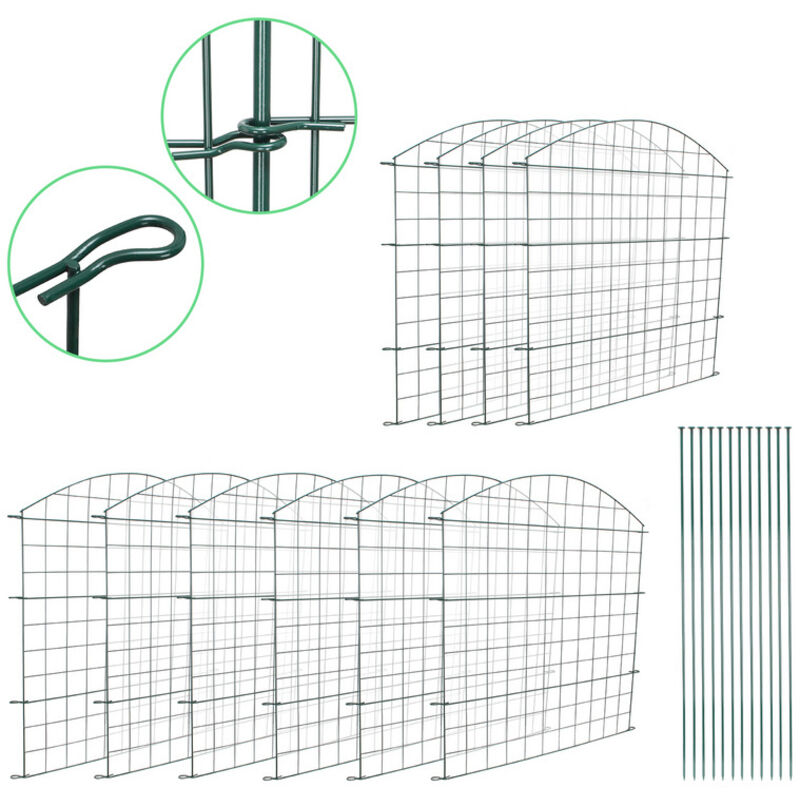 EINFEBEN Clôture d'étang Clôture à emboîter Set de clôture Clôture de jardin Enclos complet Freilingen 22 pièces