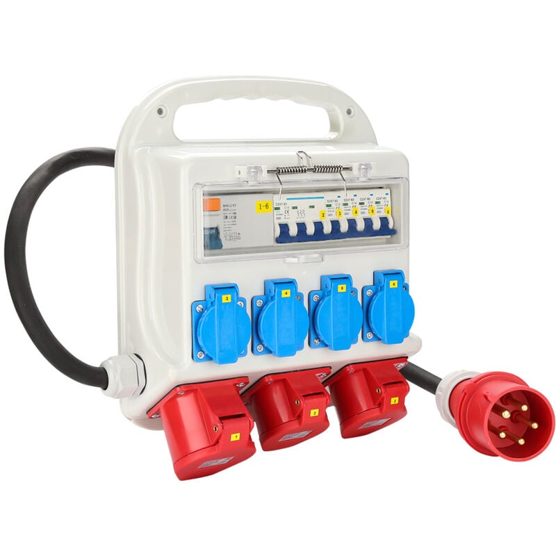 Coffret De Chantier 2 x cee 400V / 16A + 4 x 230V Schuko IP44 5 Pôles Avec câble Pour Les Chantiers De Construction - Einfeben