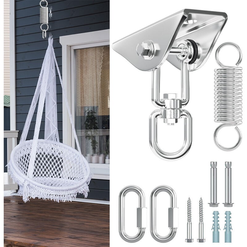 Swanew Crochet de plafond Capacité 360° Rotation Acier Inoxydable Lourds Inoxydable 400KG Innovant avec 304 Acier Suspension pour Yoga