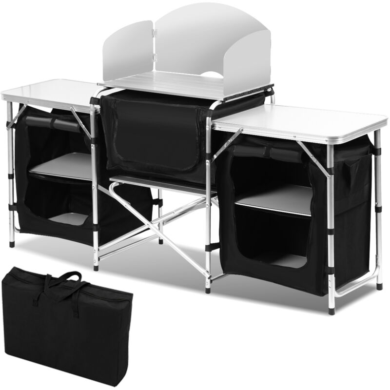 EINFEBEN Cuisine de camping 3 compartiments - meuble de rangement cuisine, meuble camping - Argent