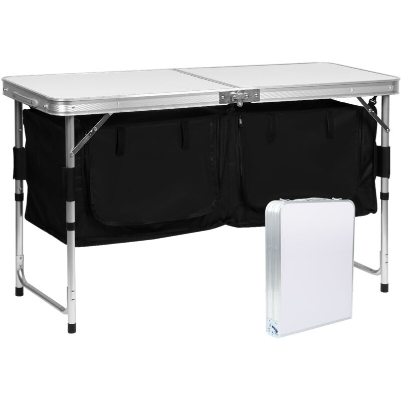 Cuisine de Camping en aluminium, 120x47x68cm, Armoire de Camping, Table de Camping avec sac, réglable en hauteur pour bbq - Einfeben