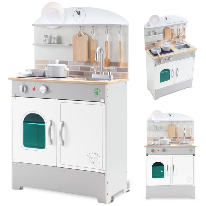 Einfeben - Cuisine de jeux Four et évier réalistes avec lumières et effets sonores Cuisine enfantine multifonctionnelle pour 3 ans et plus