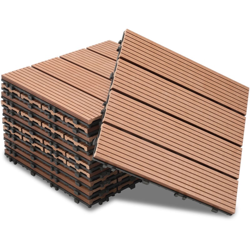 Einfeben - Dalles clipsables en bois composite wpc 30 x 30 cm Dalle de terrasse jardin extérieur 22x 2m² Mosaic marron