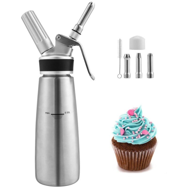 Einfeben - Distributeur de crème Whipper Siphon à Chantilly Professionnel 500ml en avec 3 douilles en acier inoxydable Siphons pour Mousses et Crèmes