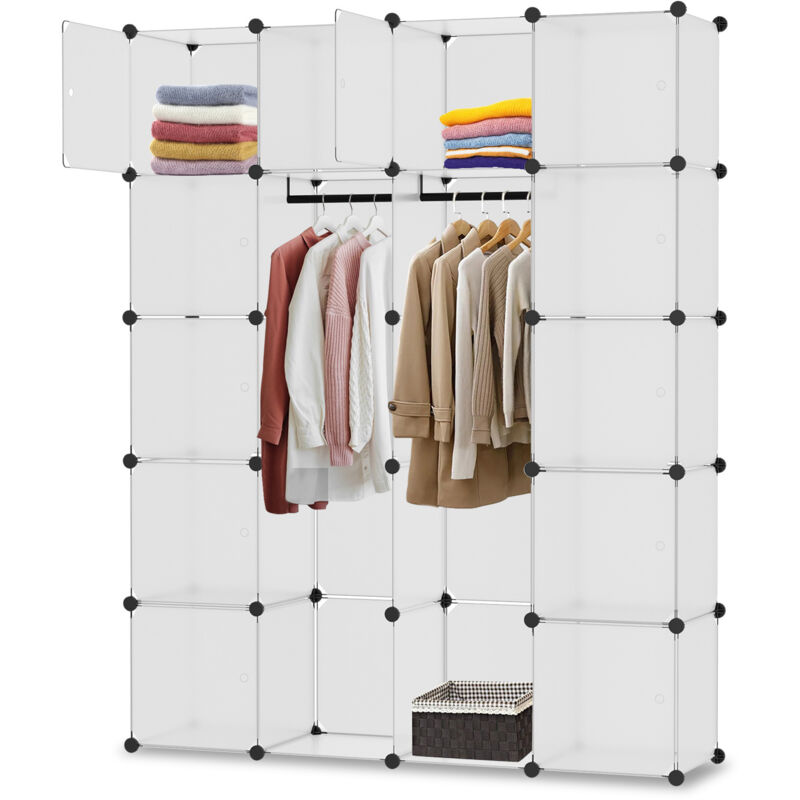 EINFEBEN DIY Armoire de Rangement 180x142x37cm, pour Vêtements Chaussures Jouets - 20 Cubes, Blanc (Sans Décoré)