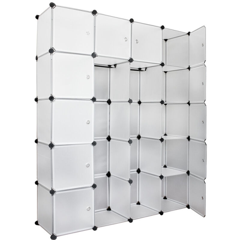Einfeben - diy Armoire Penderie avec étagères de rangement Armoire de Chambre 20 Cubes semi-transparent blanc