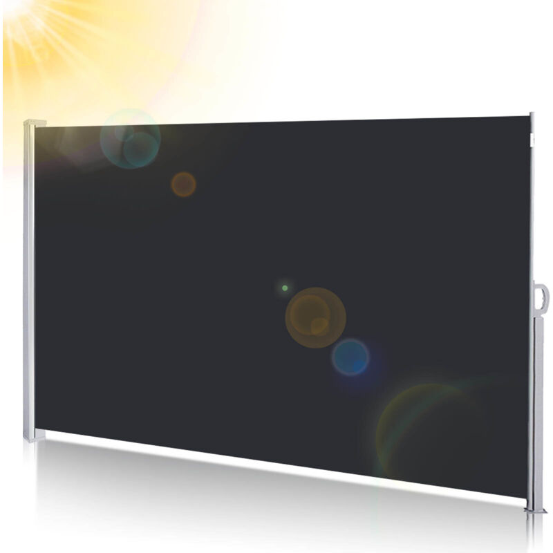 Auvent latéral Rétractable 140x300cm Paravent Extérieur Store latéral patio Protection de la Vie privée Extensible Résistant Noir - Einfeben