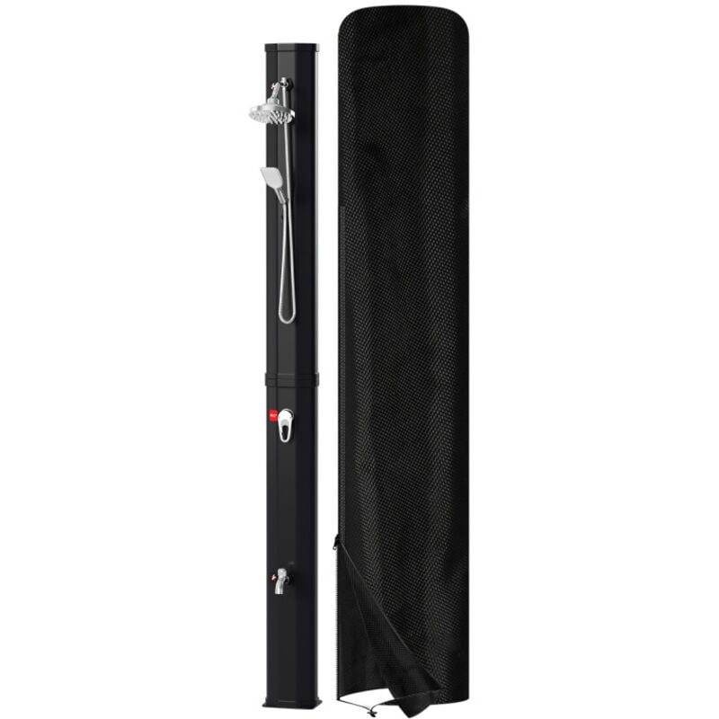 Douche jardin solaire 40L noire avec douchette, pomme ronde, douche de pied, matériel de montage - Einfeben