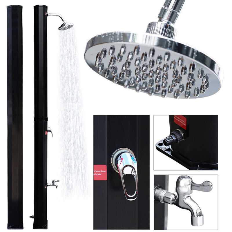 Douche solaire 35L Avec couvercle de protection pression max.3,5 bar Douche de piscine - Einfeben