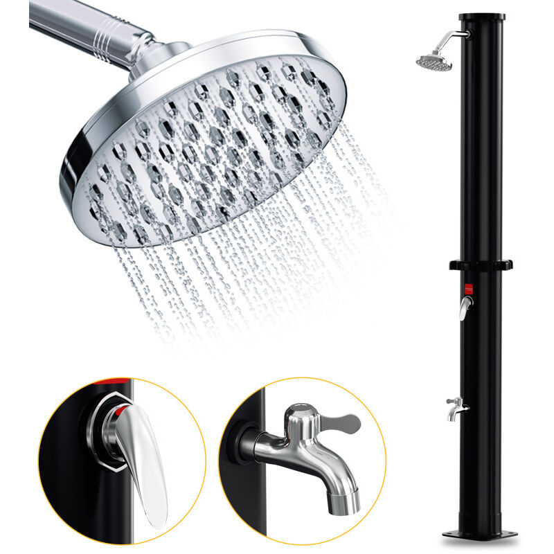 Einfeben Douche solaire avec pomme de douche à pied Douche de jardin Douche extérieure 20L (Sans couvercle de protection)