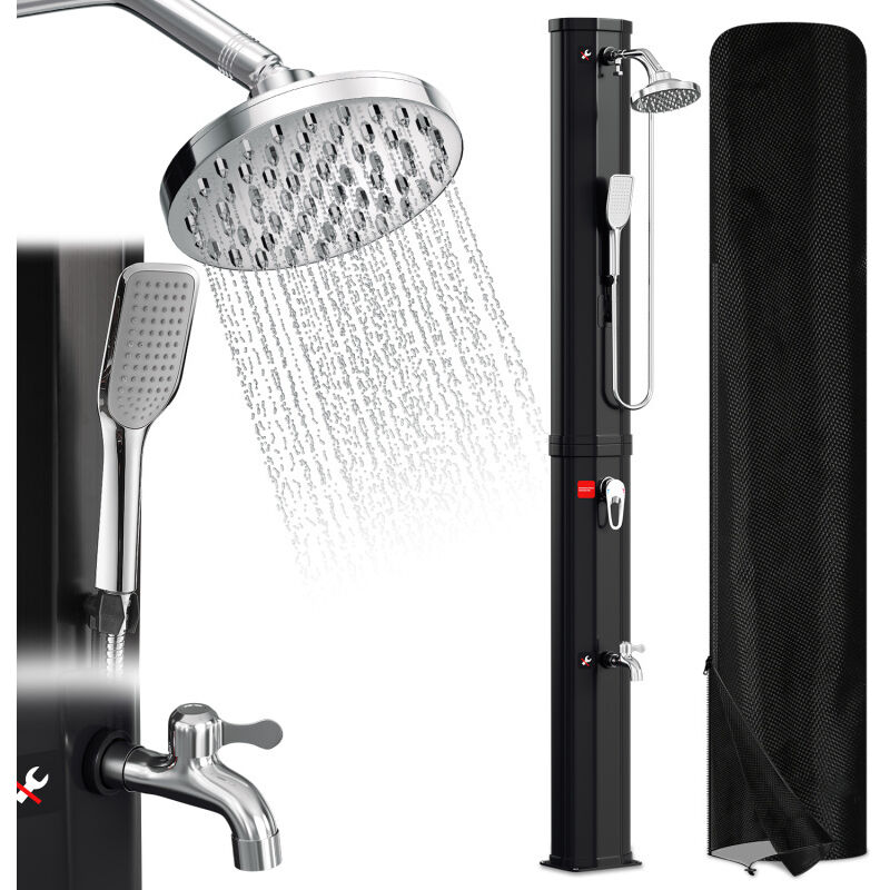 Douche solaire d'extérieur Douche Solaire pour Piscine Douche Solaire de Jardin 60L Noir avec housse de protection et douchette - Einfeben