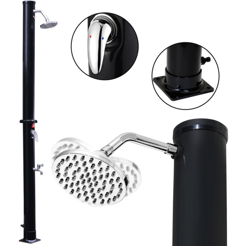 Douche solaire Douche de camping température de l'eau jusqu'à 60°C 20L Avec couvercle de protection Noir - Einfeben