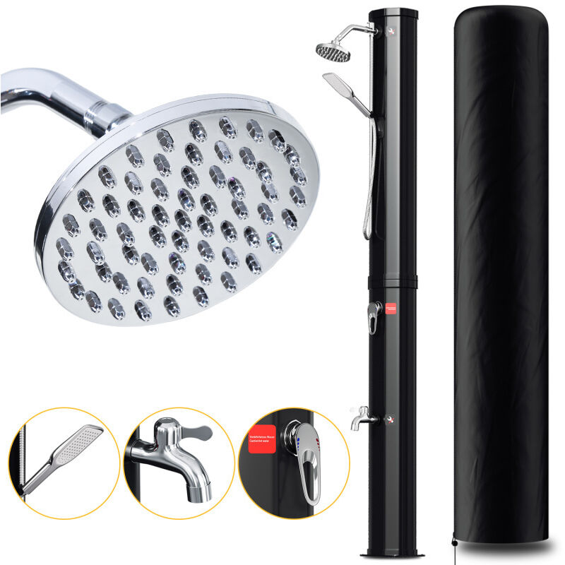 Douche solaire Douche de Piscine Extérieur pour extérieur,Piscine 40L Avec couvercle de protection avec douchette Noir - Einfeben