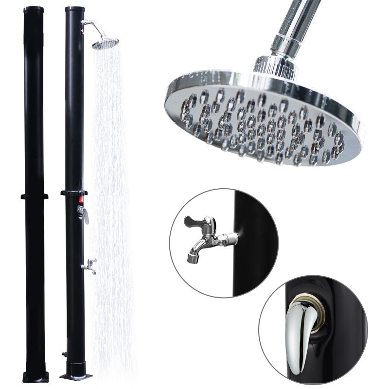 Douche solaire Température Réglables Pommeau de Douche rond 20L Sans couvercle de protection Noir - Einfeben