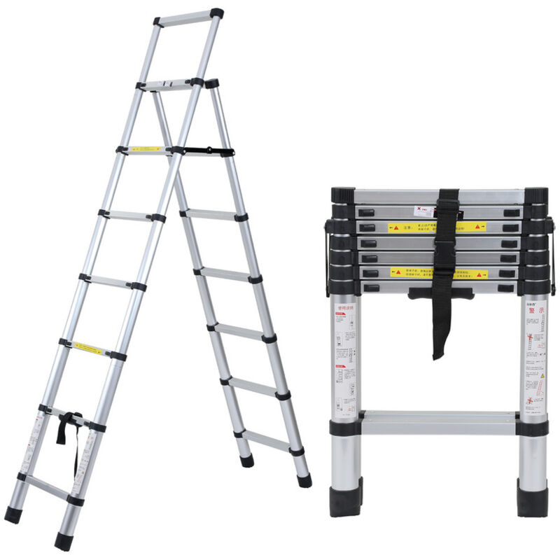 Einfeben - Echelle Télescopique jusqu'à 150 kg Escabeau stable en aluminium 2.0m+2.3m