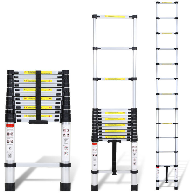 Echelle Télescopique stable en aluminium Multi-Fonction jusqu'à 150 kg Escabeau 3,2 m - Einfeben