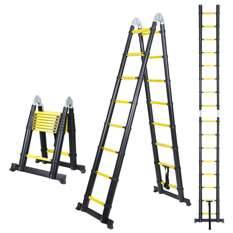 Einfeben - chelle télescopique Alu avec crochet escabeau noir+jaune 2,5+2,5 m