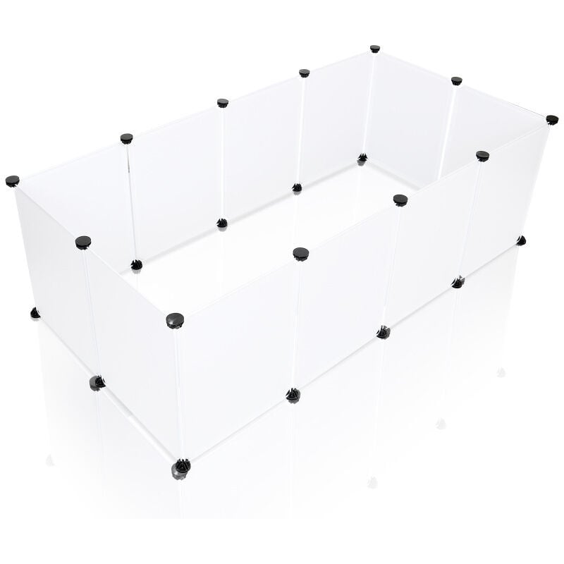 EINFEBEN Enclos Cage Parc pour petits animaux 12Pcs 35x45cm Clôture modulaire DIY Clôture pour Lapin, Hérisson, Petits Animaux Blanc