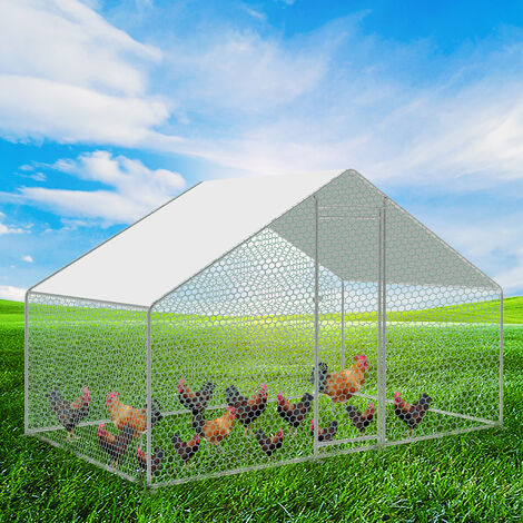 VEVOR Poulailler 220x106x104 cm Voliere Enclos Exterieur avec Bache Etanche  Resistant au Soleil pour Jardin Ferme Cage de Parc Metallique pour Petits