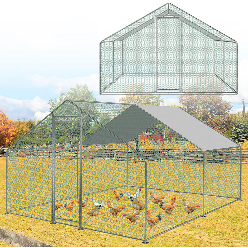 Einfeben - Enclos poulailler grillagé avec porte latérale et toit dôme 9 m² 3x3x2m