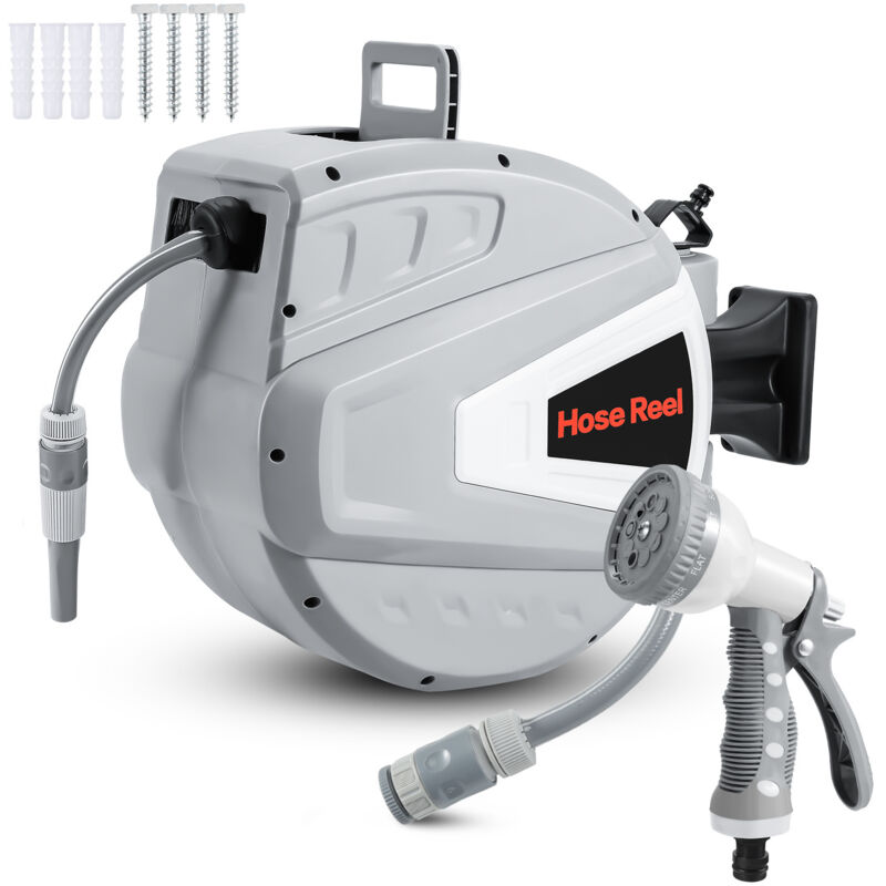 Einfeben - Enrouleur De Tuyau 20+2m Pression 8 bar Raccord 1/4'avec Pistolet à Eau (9 Modes de Jet Réglables) Rétractation à 180° Automatique