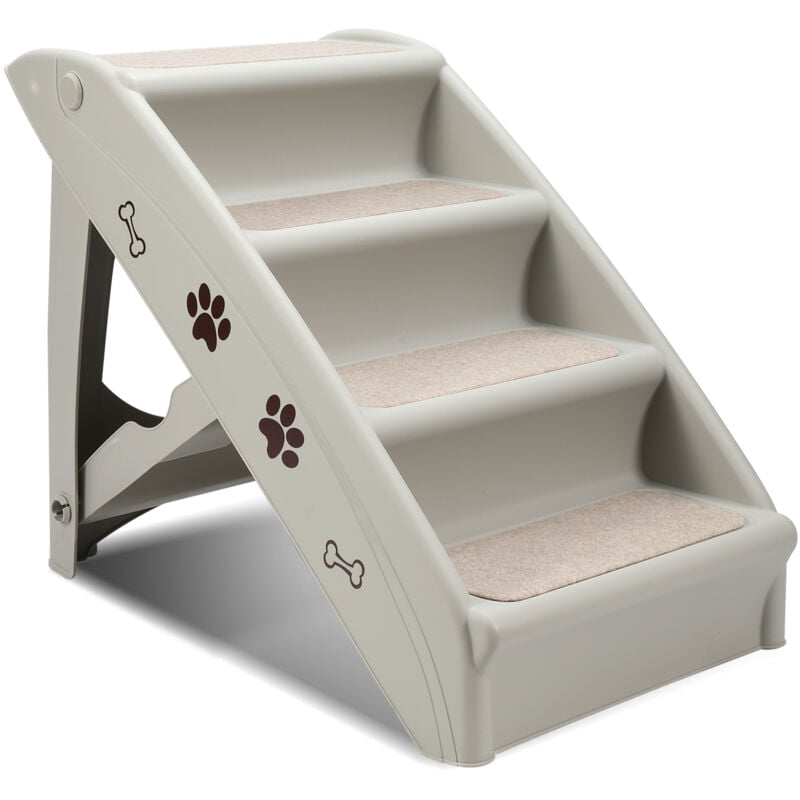 Einfeben - Escalier pour chien pliable 4 marches Escalier pour animaux domestiques avec tapis antidérapant Pour animaux domestiques jusqu'à 75 kg