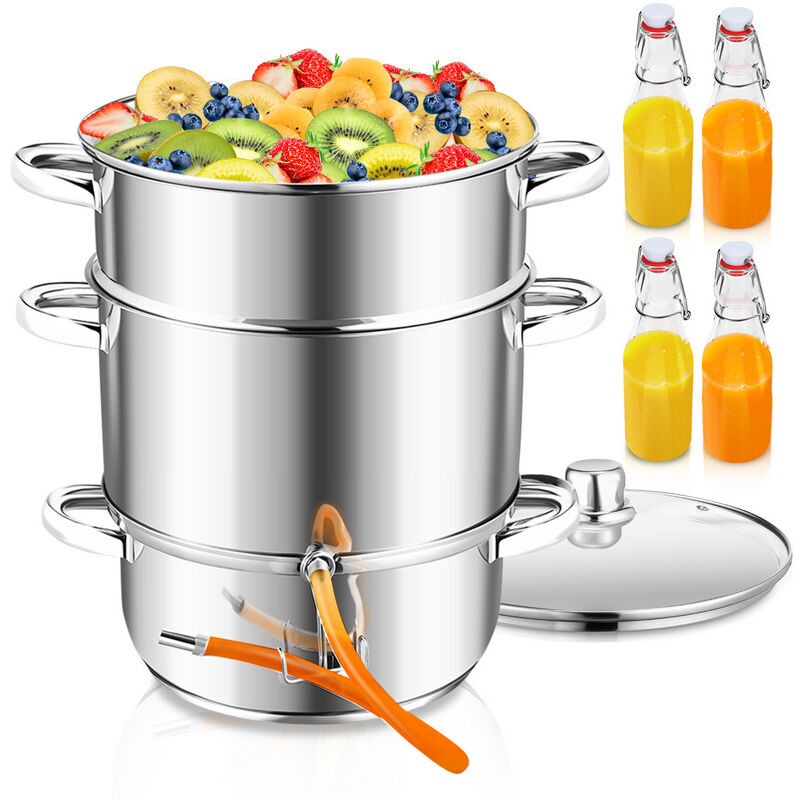 Einfeben - Extracteur de jus à vapeur à induction Extracteur de jus de fruits en acier inoxydable 8 litres ø 26cm - argenté