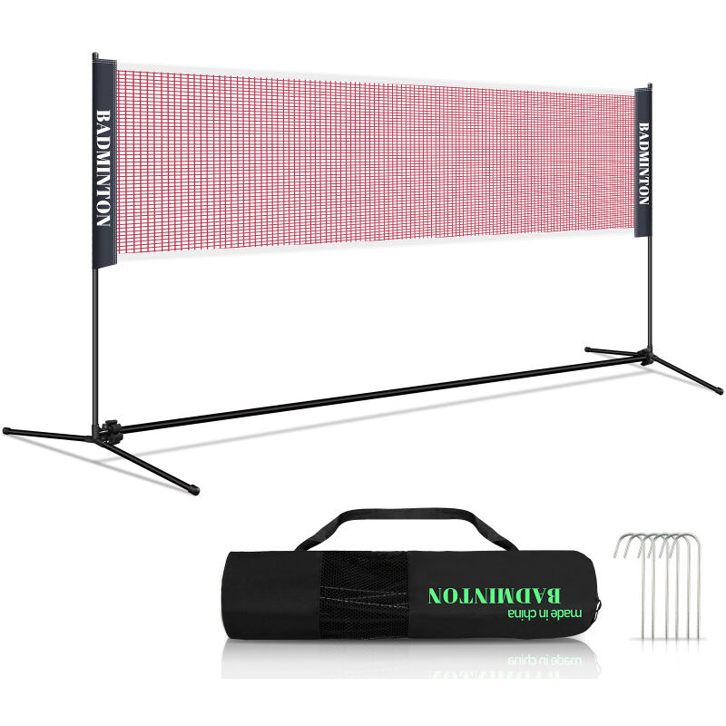 Filet de badminton Filet de tennis avec Support Pliable Acier facile à assembler pour le tennis, le badminton, le volley-ball 510cm - Einfeben