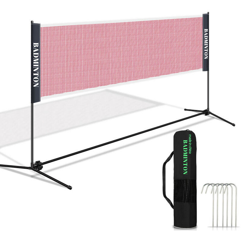 Filet de badminton Filet de tennis avec Support Pliable Acier facile à assembler pour le tennis, le badminton, le volley-ball 410cm - Einfeben