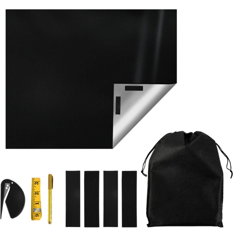 Einfeben - Film opaque noir Film de fenêtre d'intimité Film d'occultation électrostatique Film pour Vitre Film Anti Regard Fenêtre 145200CM