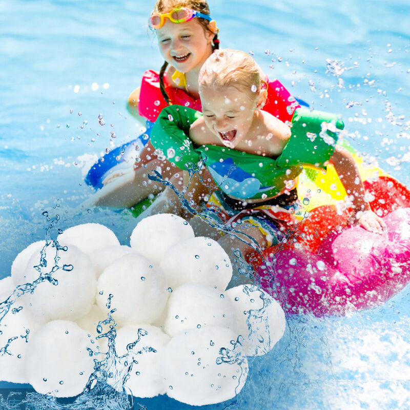 EINFEBEN Filter Balls 2100 g, balles filtrantes piscine pour filtre à sable de piscine-Blanc