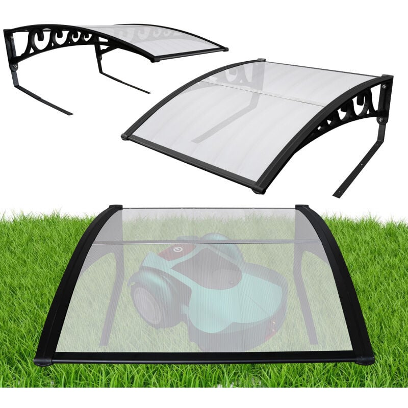 Garage de tondeuse pour Robot Abri 105x85x50 cm Toit transparent Cadre en acier noir Garage pour tondeuse Protection extérieure - Einfeben