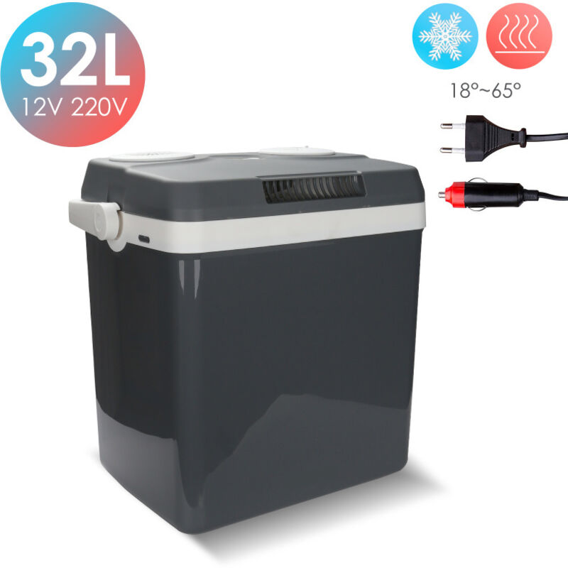 EINFEBEN Glacière Electrique Portable Gris Capacité 32L Connecteur 12/230V Refroidissement jusqu'à 18°C sous la température ambiante
