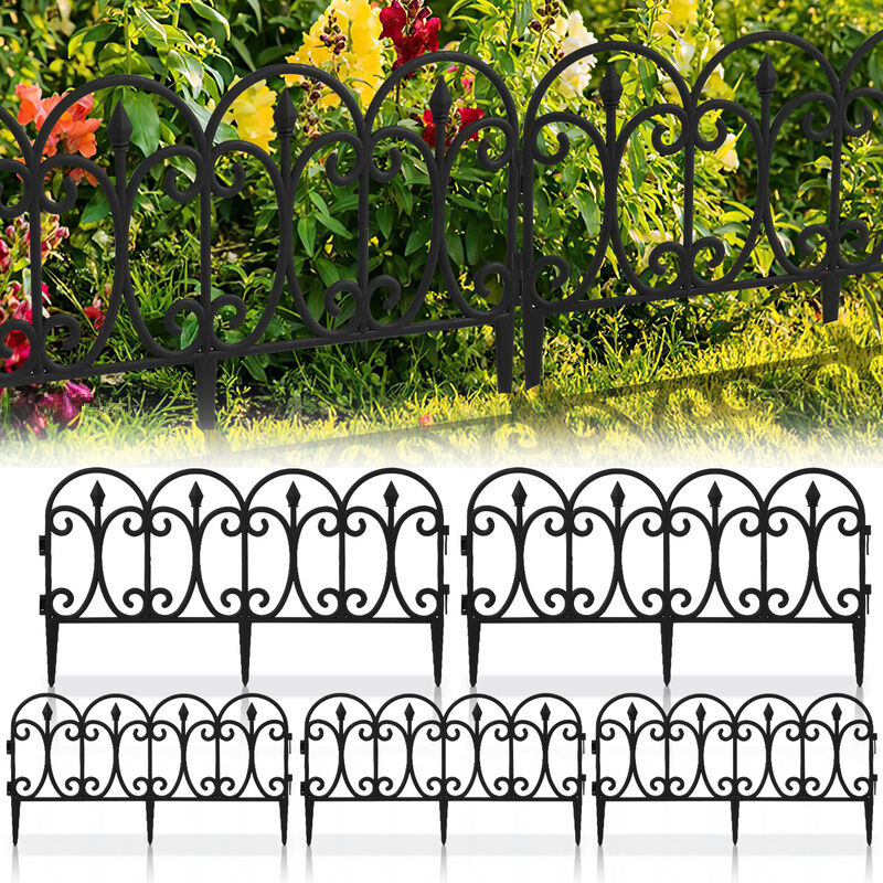 Swanew 15 pièces Grasrand Clôture de parterre Bordure de parterre Décoration Éléments de clôture - Noir