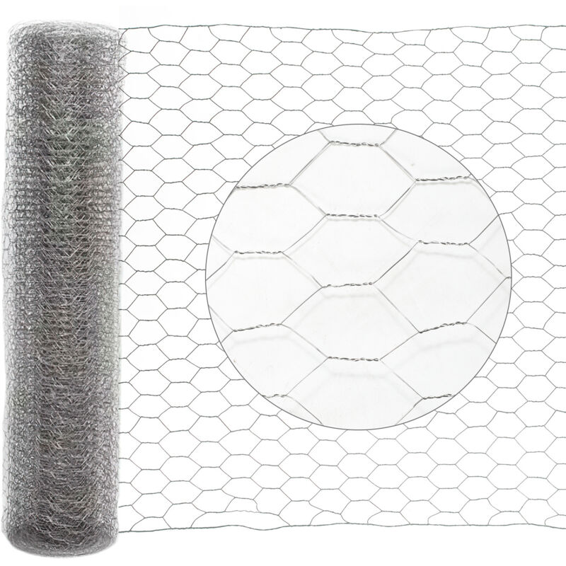 Grillage a poule 10/25m, Fil à maille hexagonale pour volière Taille des mailles: 27 mm - 50cm x 10m - Einfeben