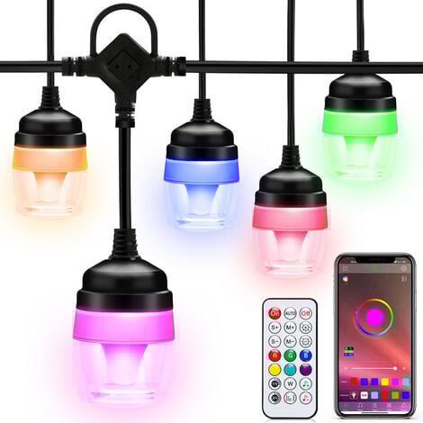 EINFEBEN Guirlande Lumineuse, Guirlande Raccordable avec 12 Ampoule Lampes Cordes, Décoration intérieur et extérieur pour Patio, Jardin, de Parti - RGB