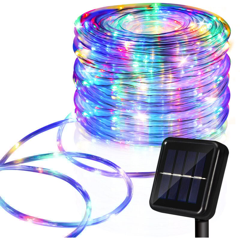 Guirlande Lumineuse Solaire Extérieur,8Modes Décoration Lumineuse Solaire Noël IP65 Imperméable Lampe Solaire Exterieur,300LED 32M,Multicolore